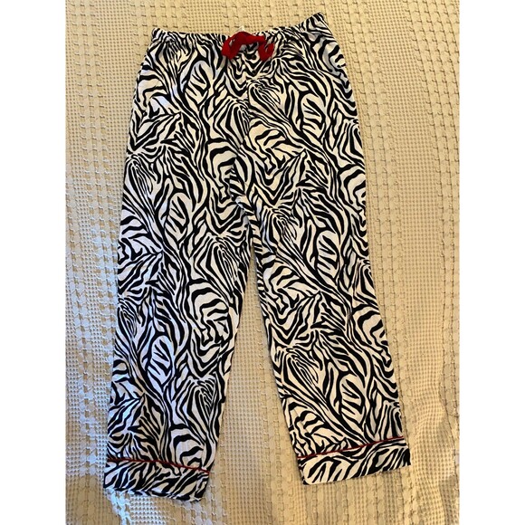 Adonna Zebra Animal Print Pajama Pants Size Medium with Elastic Tie Waist - Picture 3 of 10
